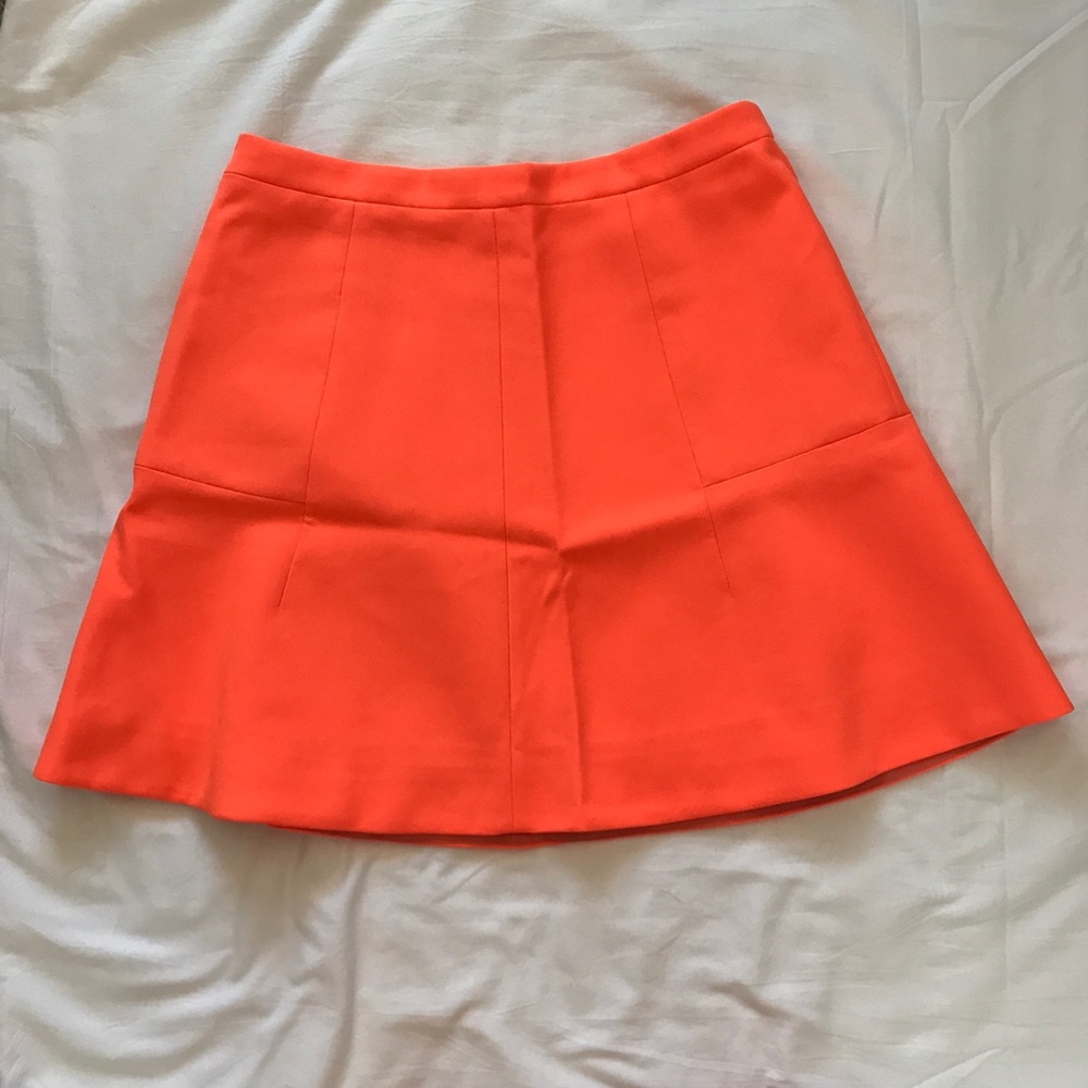 Neon persimmon J. Crew Double Crepe Fluted Skirt